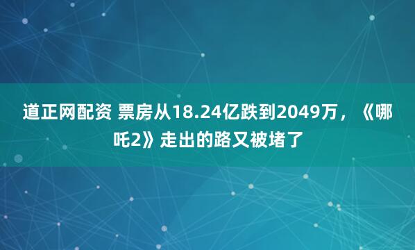 道正网配资 票房从18.24亿跌到2049万，《哪吒2》走出的路又被堵了